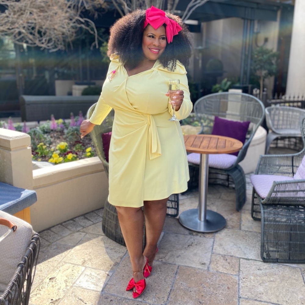 Light yellow wrap dress